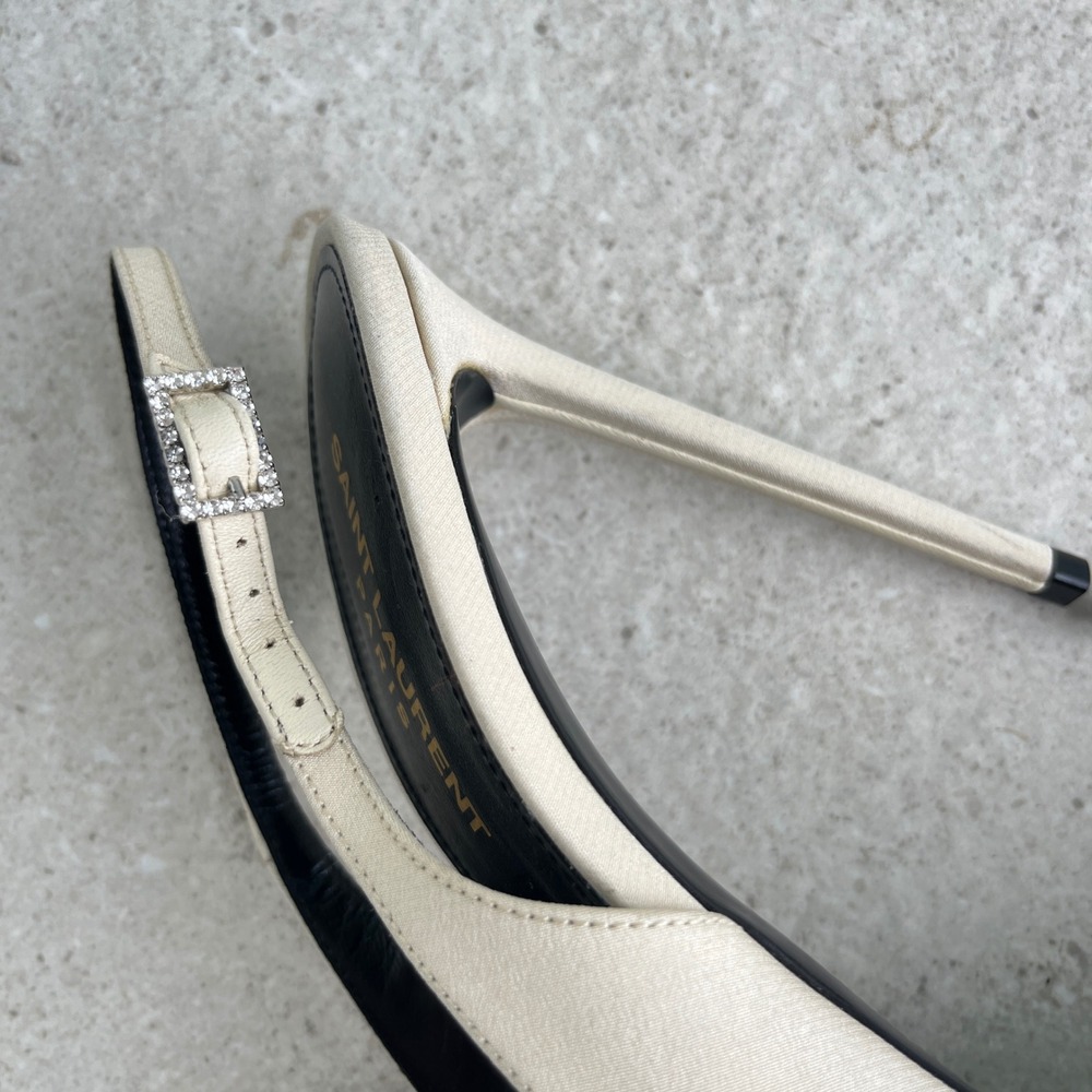 Saint Laurent Zoe Slingback Pump in Pale Sand - Picture 7 of 15